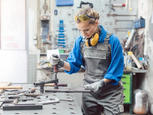 Woman using Machining Technology